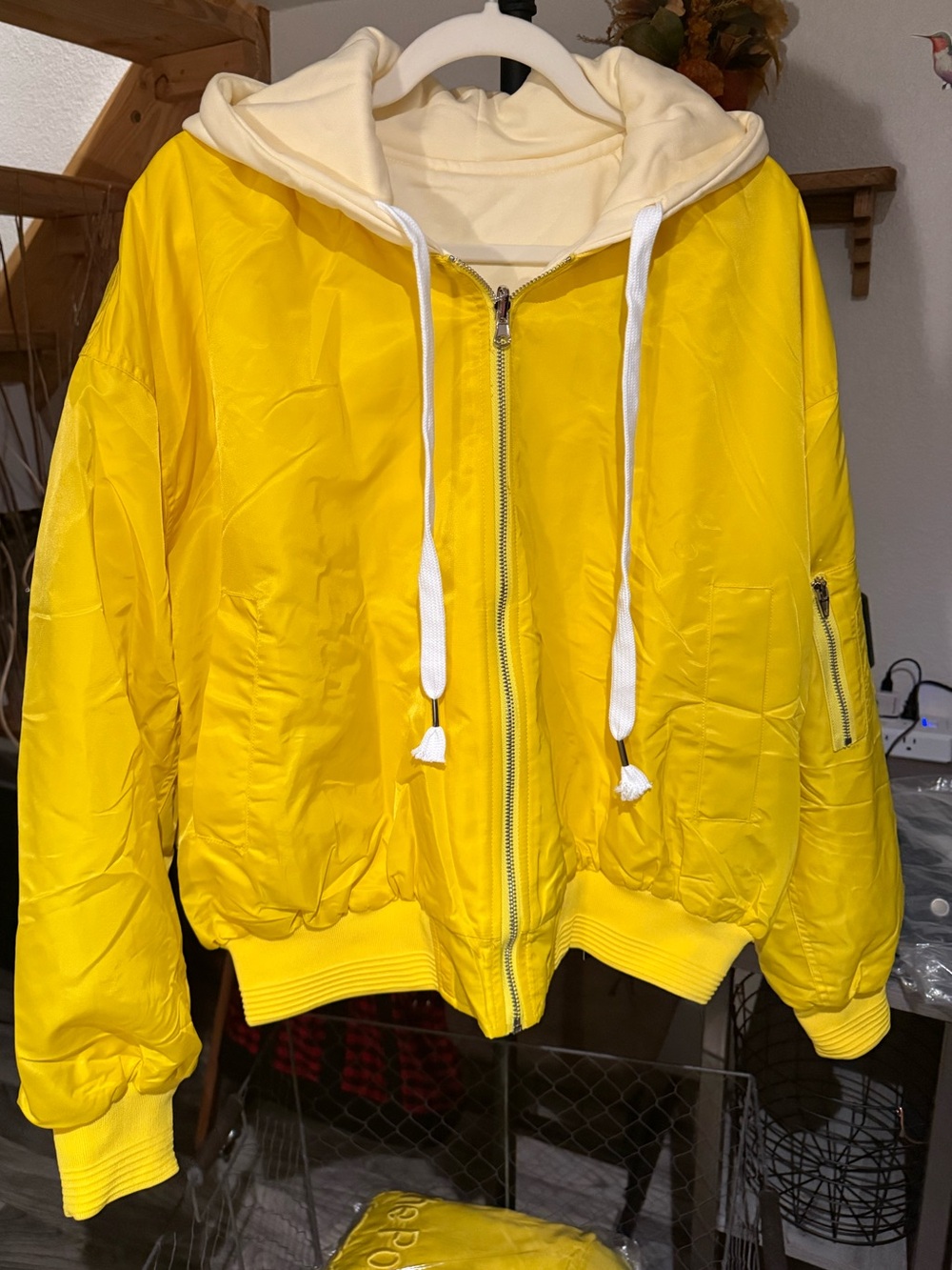 L’Rev31 Yellow Hooded Bomber Jacket “The Power of Dreams” S/M NWT